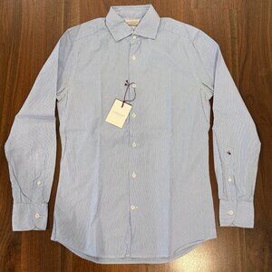 Slowear Glanshirt Cotton Polplin - Striped Blue / White - Size 38 / 15 - BNWT